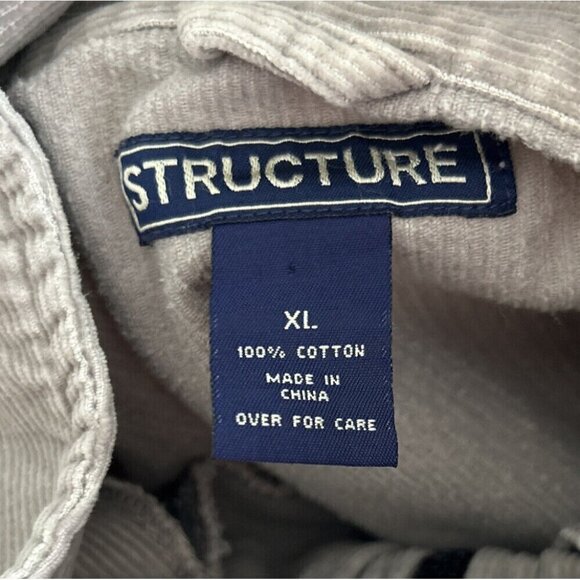Vintage Structure Shirt Mens XL Corduroy Gray Beige Pullover Shacket Y2K 90s - Picture 6 of 6